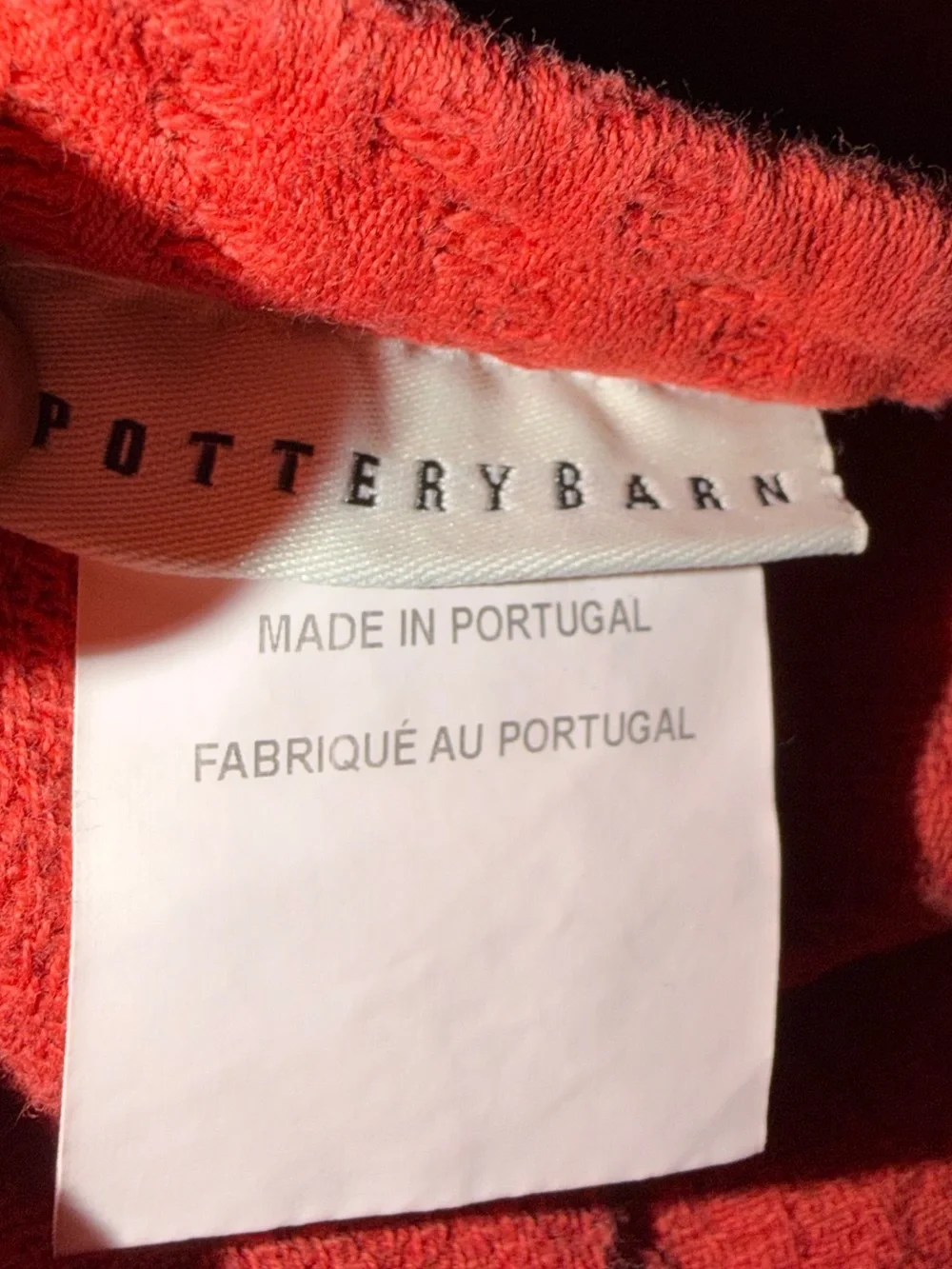Pottery Barn Red Jacquard Pillow Sham Standard Size 100% Cotton Made in Portugal
